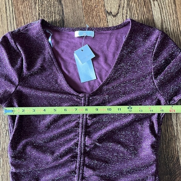 NEW Ultra Flirt Long Sleeve Top Burgundy with Sparkle Size M - Picture 7 of 10